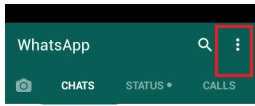 WhatsApp setting button