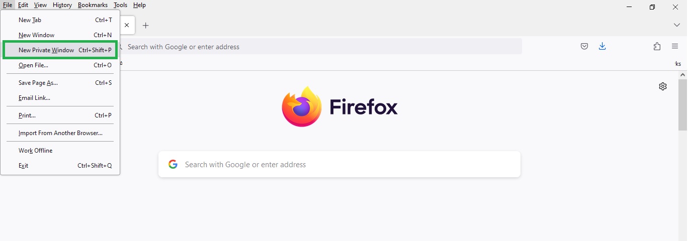 Open Private Window in Firefox